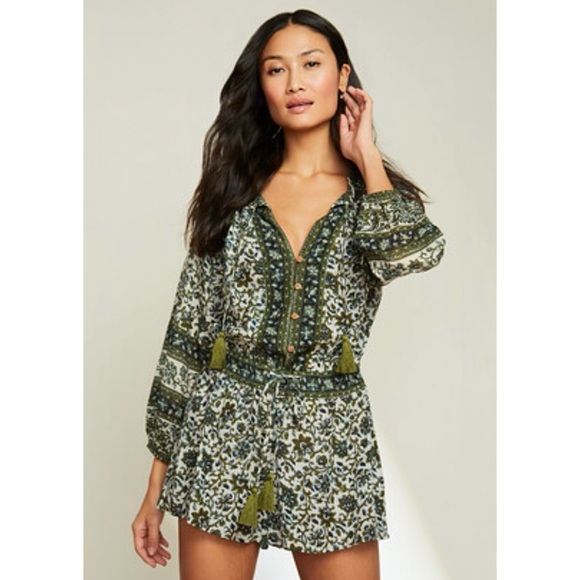 Veronica Beard Mariah Floral Romper S Boho Tasseled New